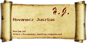 Hovanecz Jusztus névjegykártya